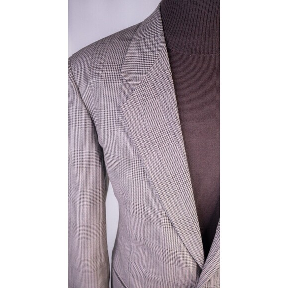 MANI Vintage Sport Coat Jacket Blazer Men Size 44R Brown Plaid Two Button WOOL - Picture 5 of 15